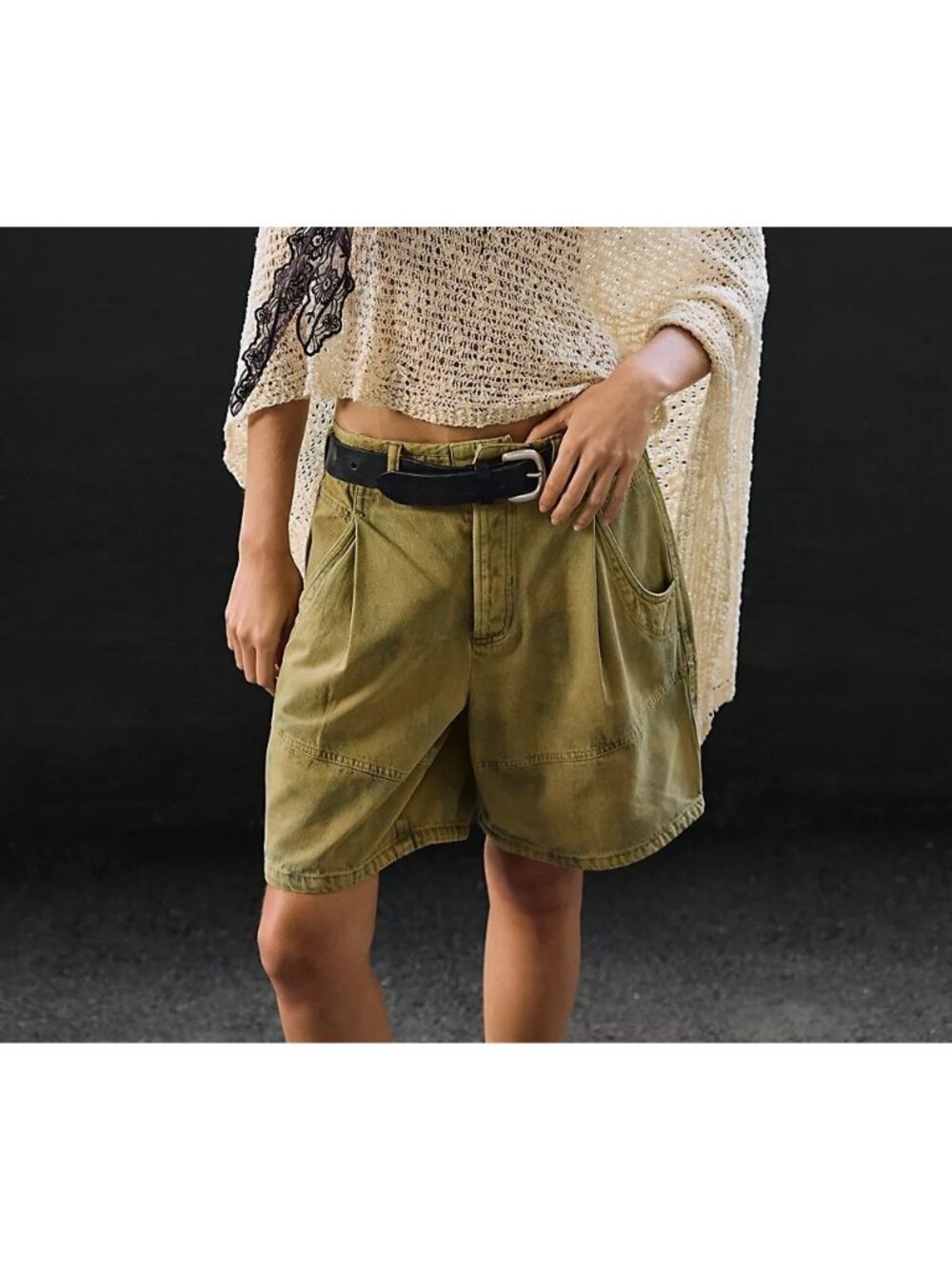 Free People Wild Rebel Barrel Shorts Grunge 90s Vintage Olive Green Womens 4